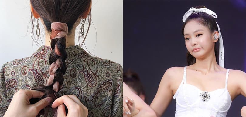 日本歐美新潮流！BlackPink Jennie都愛 氣質絲帶、絲巾髮型時尚又百變