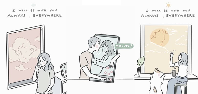 每天只能幻想對方在身邊 插畫家畫出心酸酸的「遠距離戀愛」