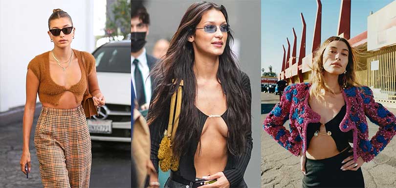 Hailey Bieber、Bella Hadid帶起極端時尚新趨勢？ 「Pin Top」只用別針扣起小外套超大膽