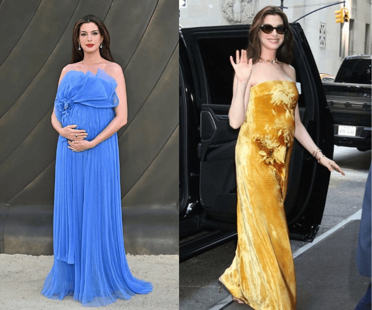 孕婦裝怎樣穿才不顯臃腫笨重？盤點地表最美孕婦 Anne Hathaway 5大穿搭範本 1重點拉長視覺比例秒變女神！